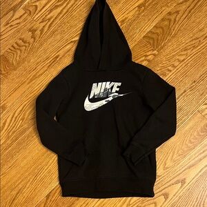 Boys Nike Black Hooded Sweatshirt with Iconic Logo